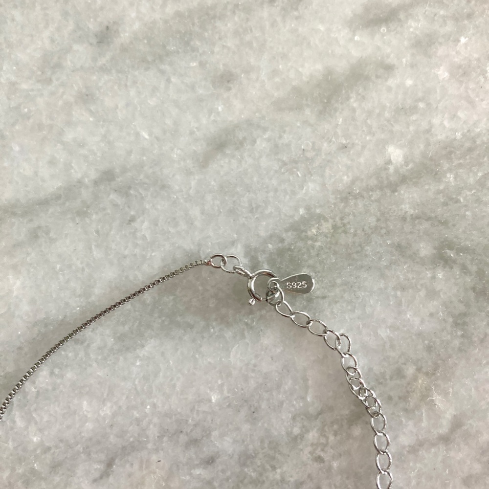Sterling Silver Drop Bar Round Simulated Diamond Pendant Necklace - Picture 9 of 10